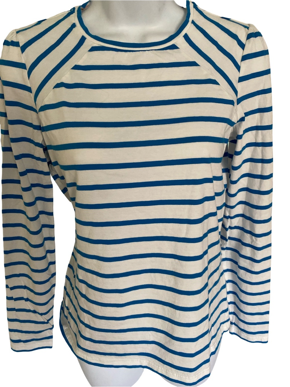 Boden Blue and White Striped Long-Sleeve Fluted sleeve - 4 organic cotton
